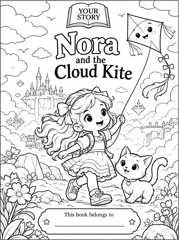 Girl version printable coloring-book cover